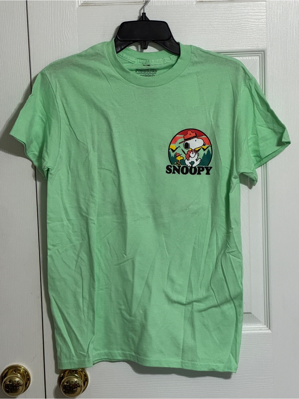 Peanuts Mint Green Graphic Tee with Black Print